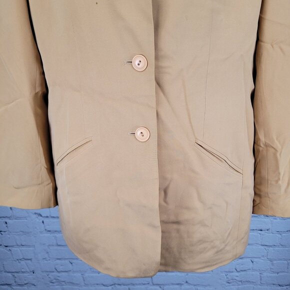 VTG Kasper & Company Yellow 100% Silk Buttoned Lined Notch Suit Jacket 12 - Picture 11 of 16